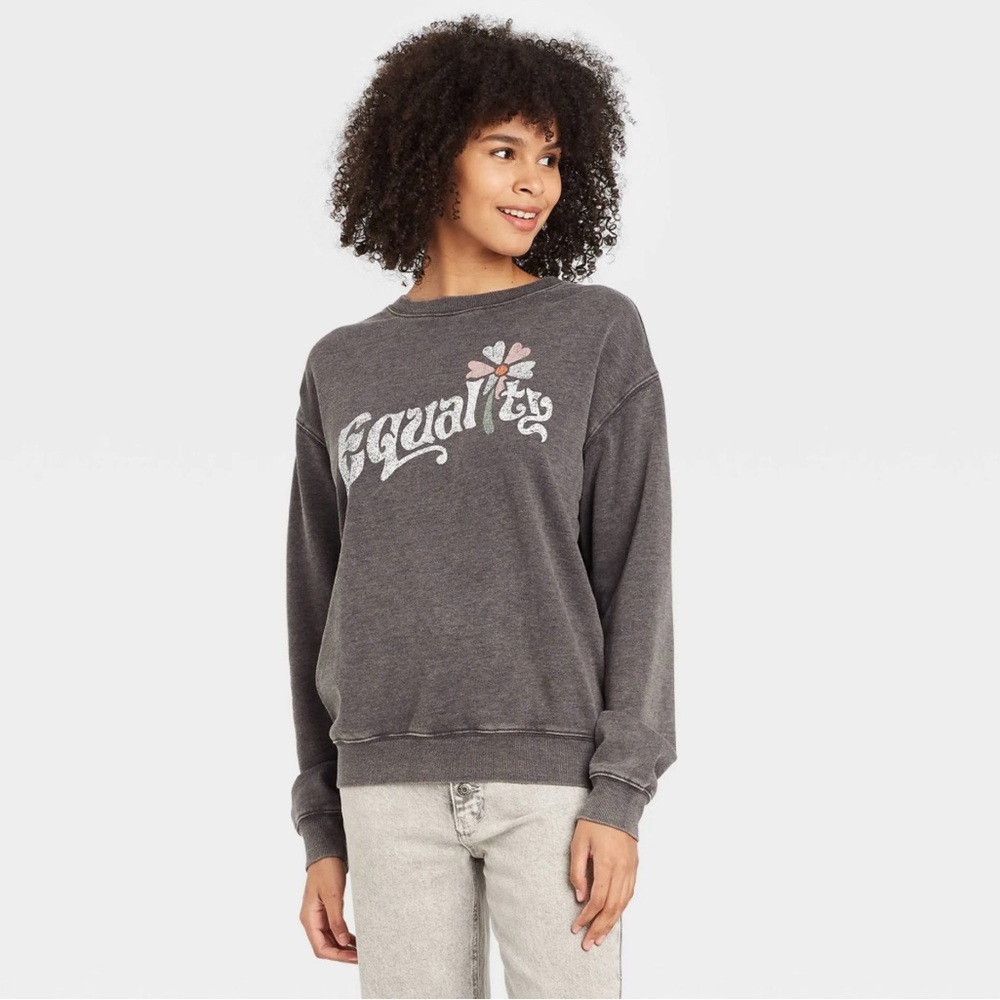 Zoe + Liv “Equality” Floral Crew Neck Pullover Sweatshirt #1565